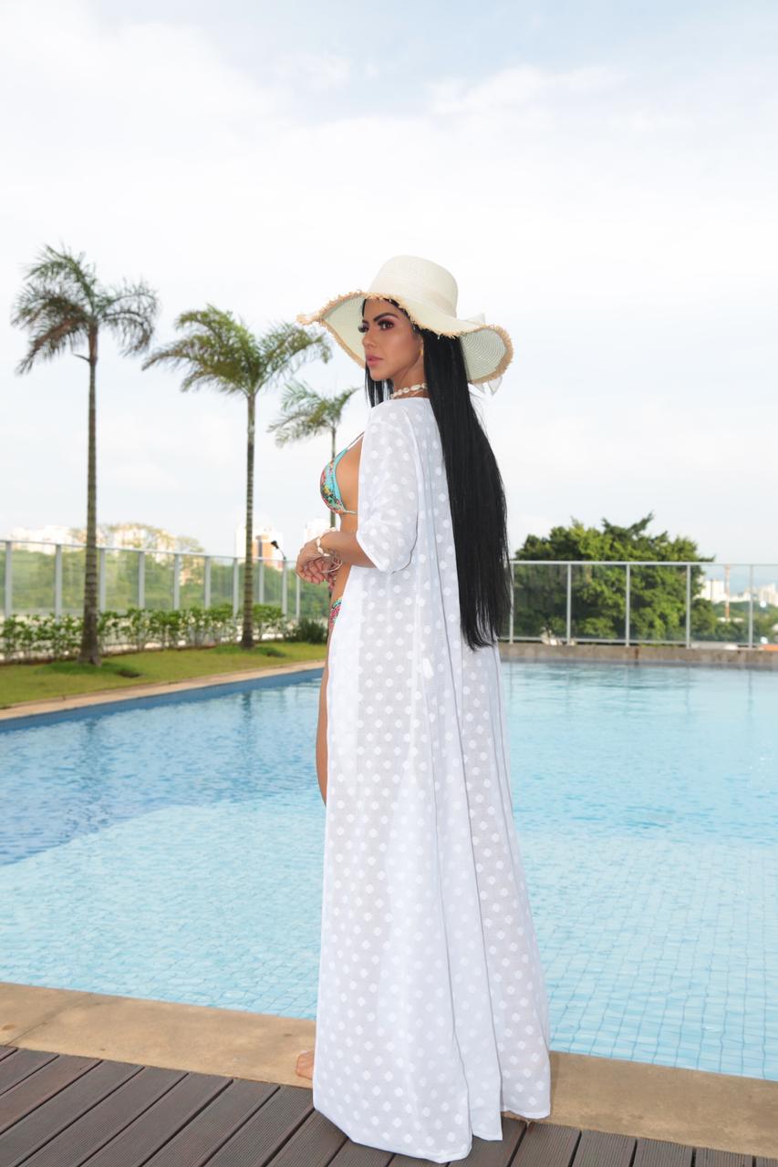 White Dots Long Dress